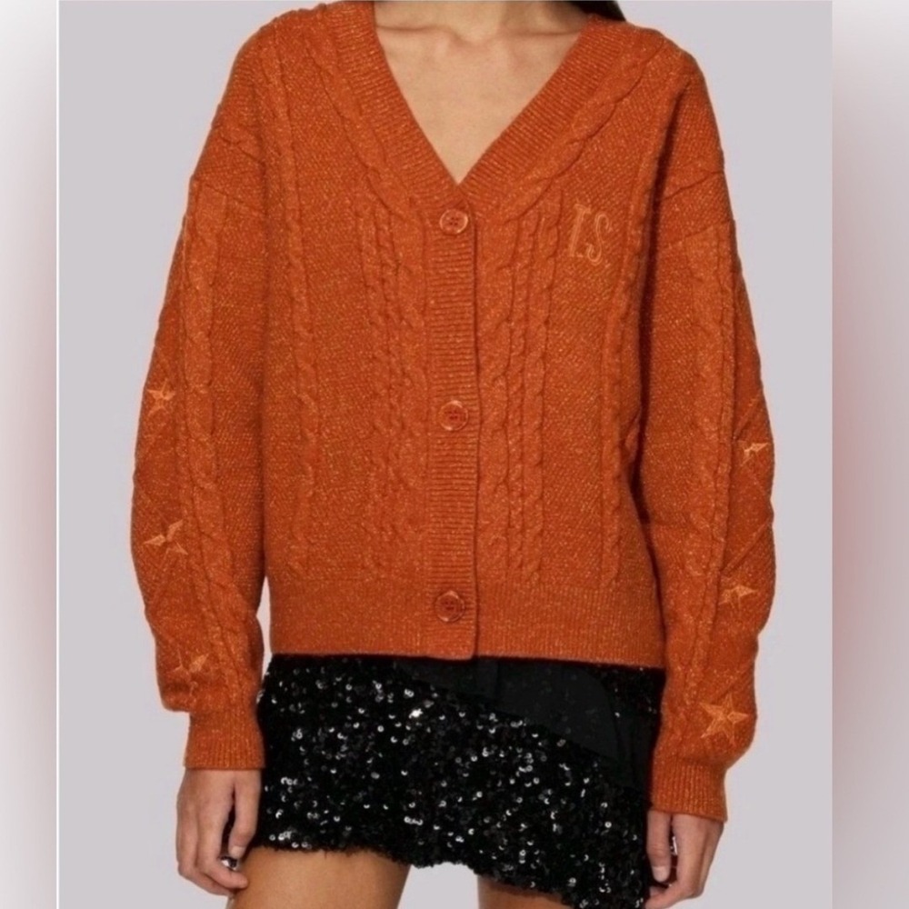 Taylor Swift Life of a Showgirl TLOAS Cardigan Burnt Orange Metallic Star M/L